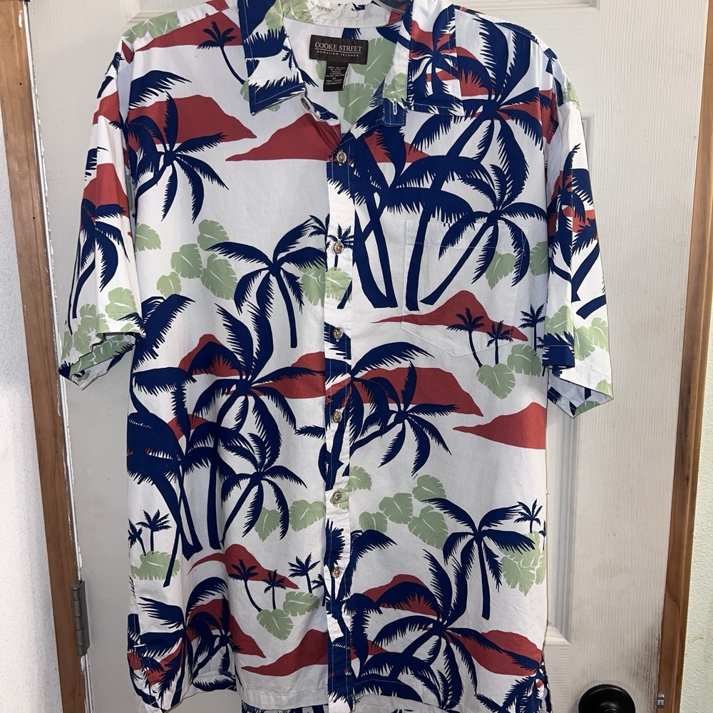 Cooke Street Short Sleeve Shirt Button Down XL 100% Cotton Tropical Colors *READ